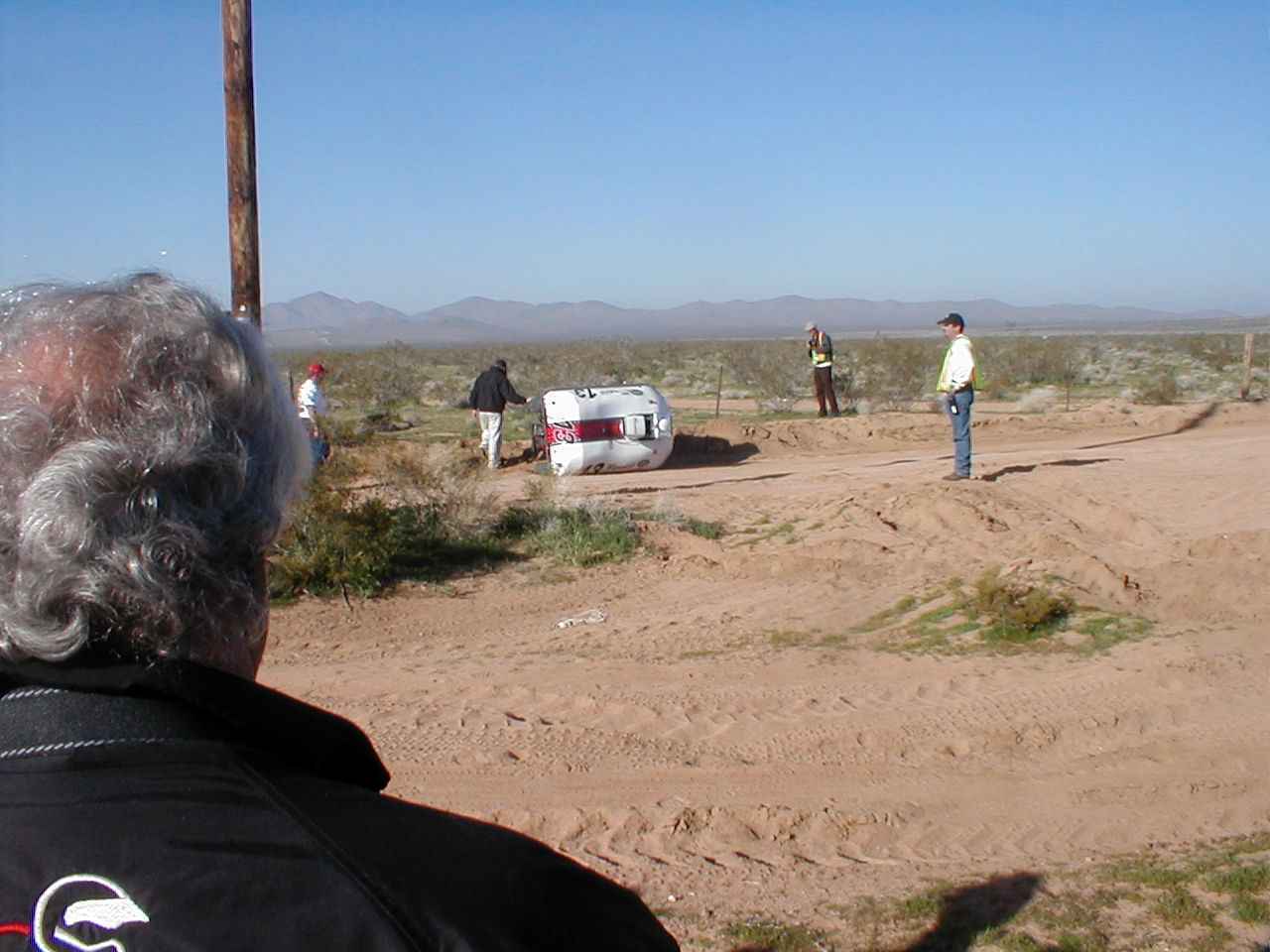 ENSCO's vehicle came to a spectacular end, after bolting from the
                  starting gate and flipping over in some rough terrain